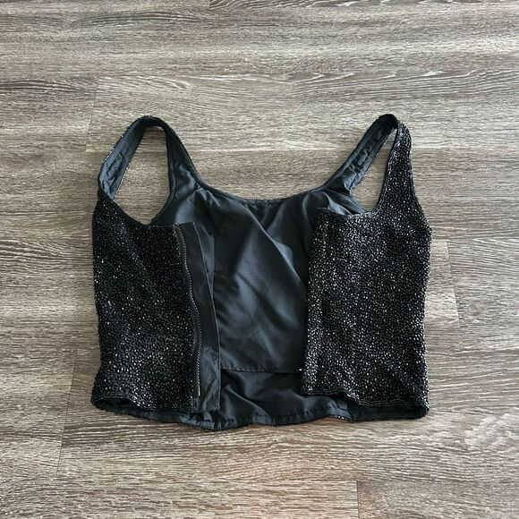 Vintage Cache Beaded 100% Silk Tank Top XS 90s Evening Party Top Embellished Y2K - Picture 7 of 15